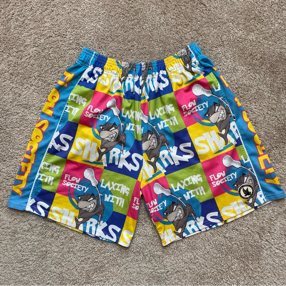 Flow Society Laxing with Sharks Lacrosse Shorts